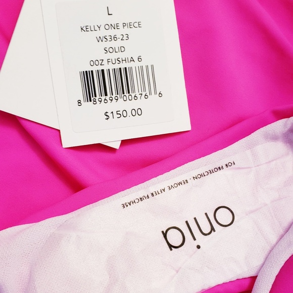 $150 NWT Anthro ONIA | Neon Pink High Cut Swimsuit - Picture 4 of 11